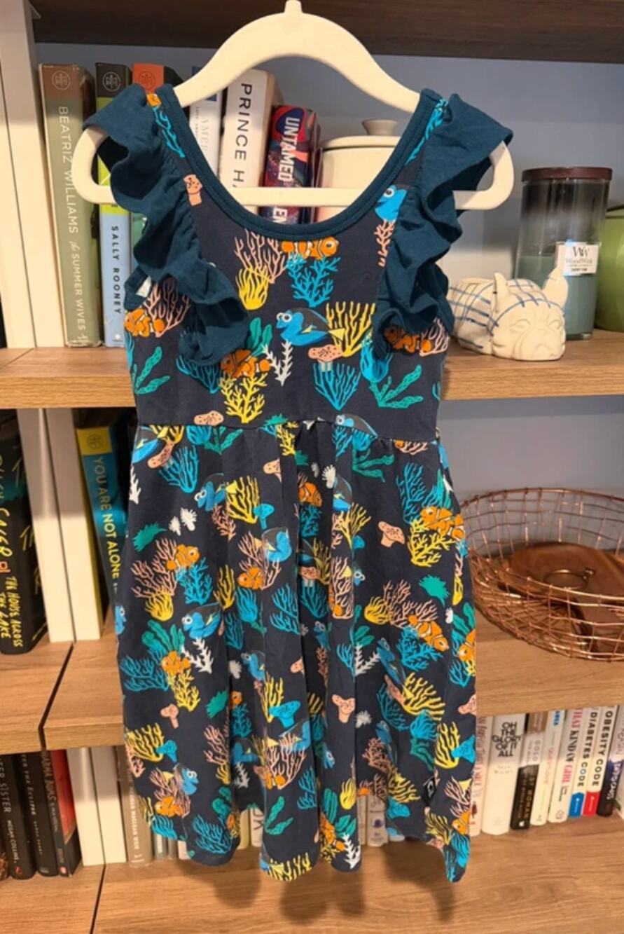 RAGS Disney Pixar Finding Nemo Ruffle Dress Navy Blue Dory Size 5/6